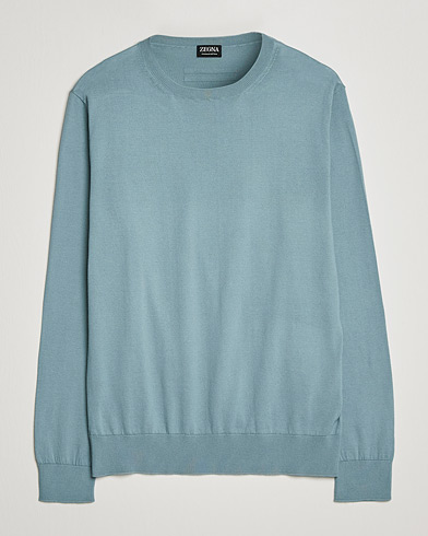 Men | Zegna | Zegna | Premium Cotton Crew Neck Sweater Teal