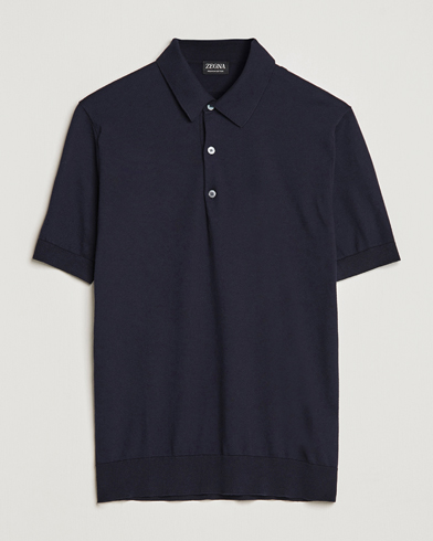 Men | Zegna | Zegna | Premium Cotton Knitted Polo Navy