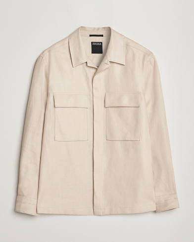 Men | Zegna | Zegna | Linen Shirt Jacket Beige