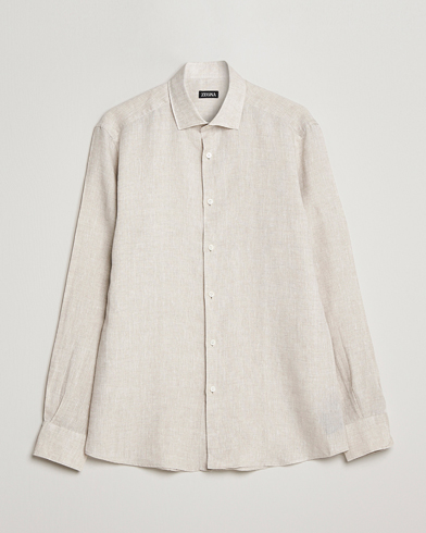 Men | The Linen Closet | Zegna | Slim Fit Linen Shirt Light Beige