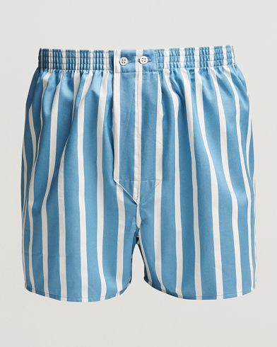 Men |  | Derek Rose | Classic Fit Striped Cotton Boxer Shorts Blue/White