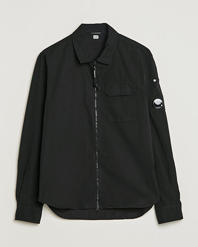 Men | An Overshirt Occasion | C.P. Company | Garment Dyed Gabardine Zip Shirt Jacket Black