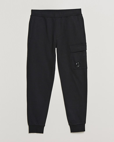 Men | Sweatpants | C.P. Company | Diagonal Raised Fleece Lens Sweatpants Black