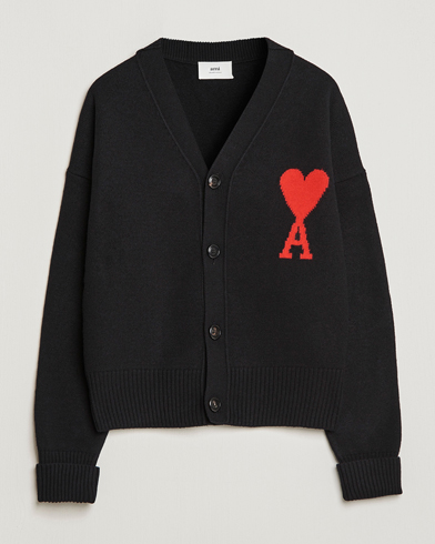 Men | Sweaters & Knitwear | AMI | Big Heart Wool Cardigan Black