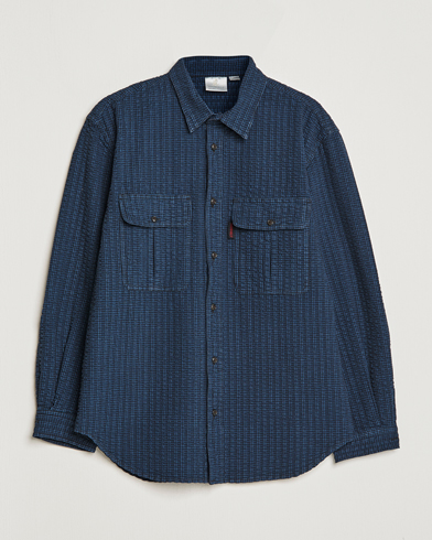 Men |  | Gramicci | Garment Dyed Seersucker Canyon Shirt Royal Blue