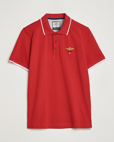 Men | Short Sleeve Polo Shirts | Aeronautica Militare | Garment Dyed Cotton Polo Red