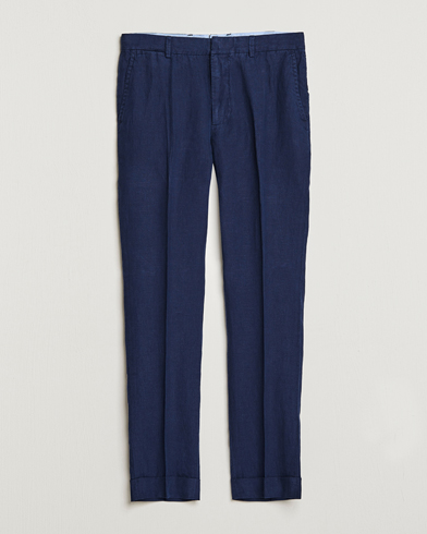 Men | Linen Trousers | Polo Ralph Lauren | Linen Pleated Trousers Navy