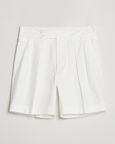 Men | Linen Shorts | Ralph Lauren Purple Label | High Waist Linen Shorts Ivory