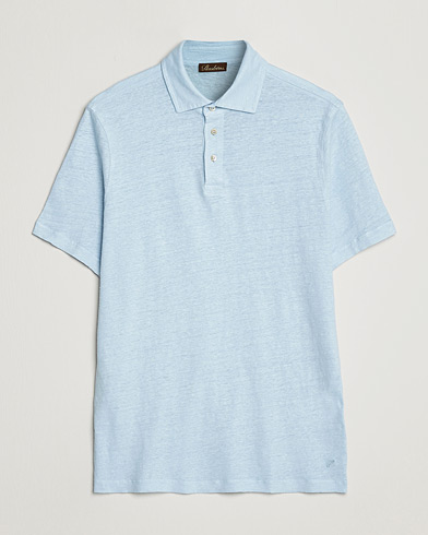 Men | Stenströms | Stenströms | Linen Polo Shirt Light Blue