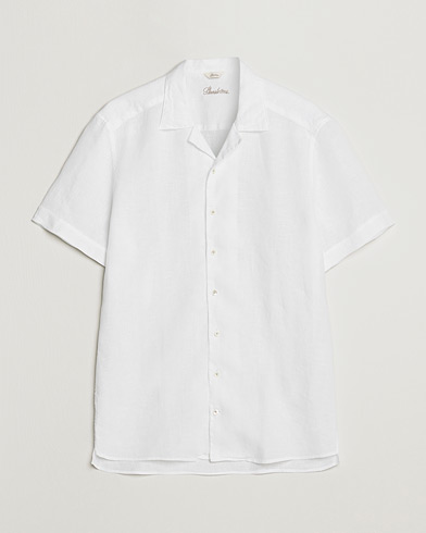 Men |  | Stenströms | Slimline Short Sleeve Resort Linen Shirt White