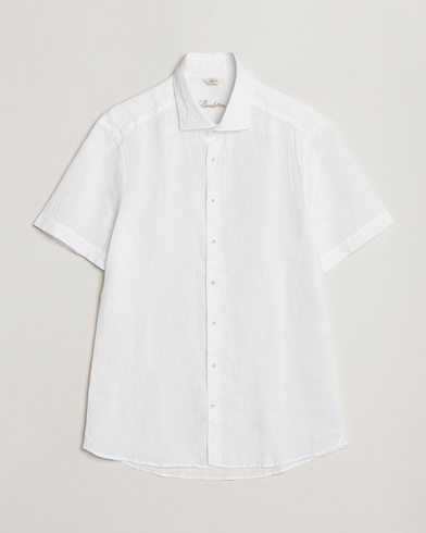 Men |  | Stenströms | Slimline Cut Away Short Sleeve Linen Shirt White