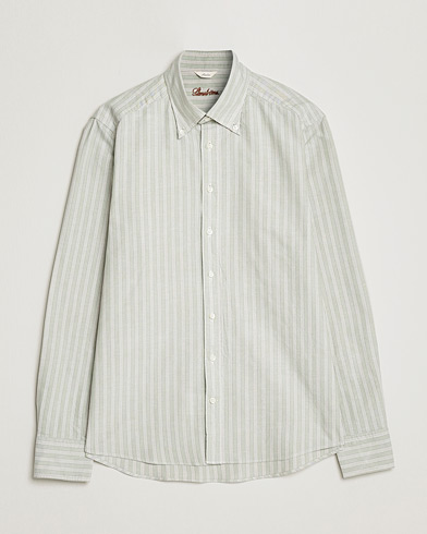 Men |  | Stenströms | Slimline Washed Striped Oxford Shirt  Pistachio