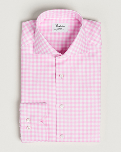 Men |  | Stenströms | Slimline Checked Cut Away Shirt Pink