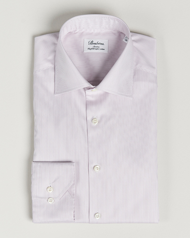 Men |  | Stenströms | Slimline Cut Away Thin Stripe Shirt Purple