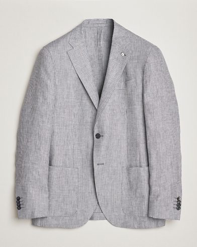 Men | Linen Blazers | L.B.M. 1911 | Jack Regular Fit Houndstooth Linen Blazer Grey