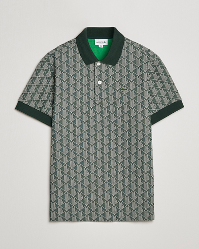 Men | Short Sleeve Polo Shirts | Lacoste | Classic Fit Monogram Polo Green/Wood Shaving