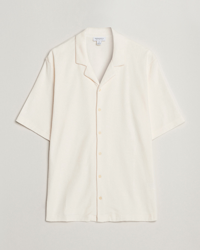 Men |  | Sunspel | Towelling Camp Collar Shirt Archive White