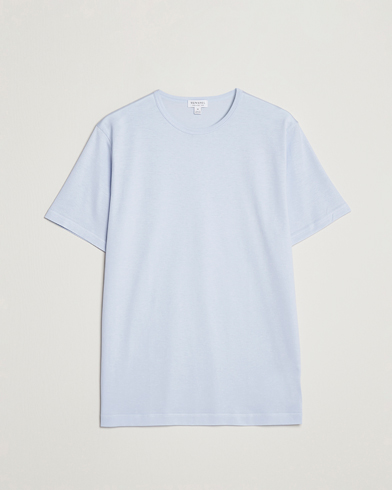 Men | T-Shirts | Sunspel | Crew Neck Cotton Tee Pastel Blue