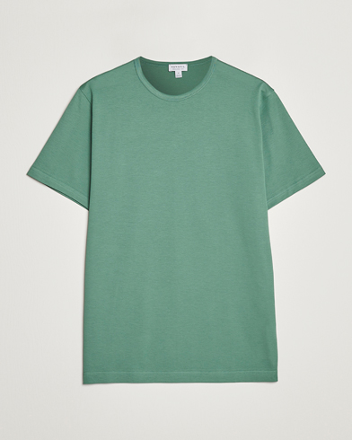 Men | Short Sleeve T-shirts | Sunspel | Crew Neck Cotton Tee Thyme