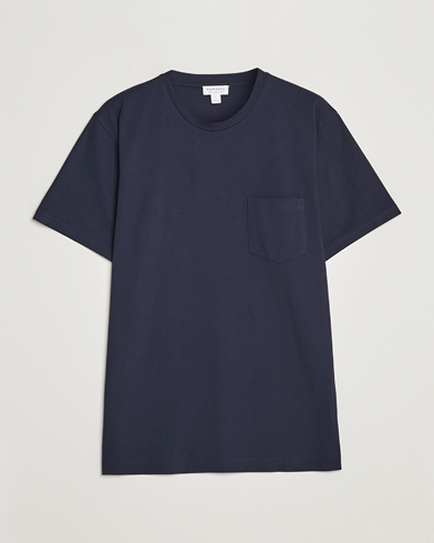 Men | Sunspel | Sunspel | Riviera Pocket Crew Neck T-Shirt Navy