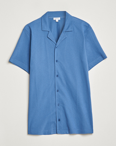 Men |  | Sunspel | Riviera Resort Shirt Blue Stone
