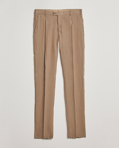 Men |  | Lardini | Pleated Linen Trousers Beige