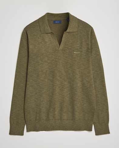 Men |  | GANT | Cotton/Linen Knitted Polo Racing Green