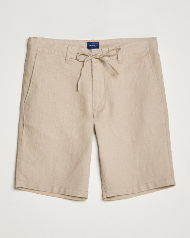 Men | Linen Shorts | GANT | Relaxed Linen Drawstring Shorts Concrete Beige
