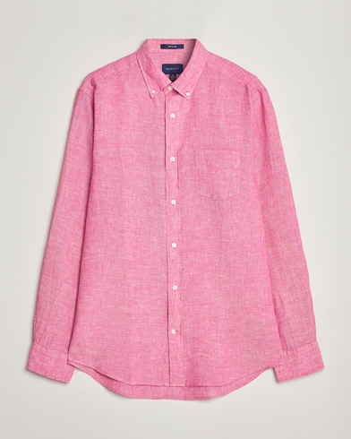 Men | Linen Shirts | GANT | Regular Fit Linen Shirt Pink