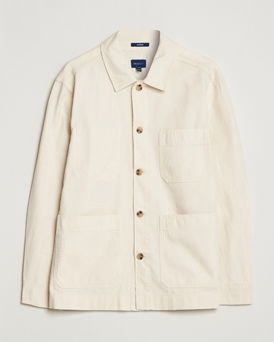 Men | Shirt Jackets | GANT | Garment Dyed Cotton/Linen Overshirt Ecru