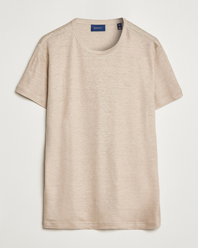 Men |  | GANT | Cotton/Linen Crew Neck T-Shirt Khaki Beige
