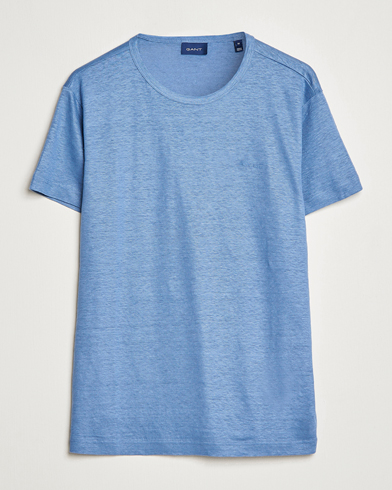 Men |  | GANT | Cotton/Linen Crew Neck T-Shirt Salty Sea Blue