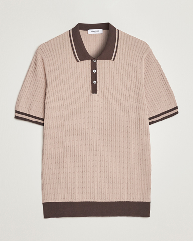 Men | Polo Shirts | Gran Sasso | Cable Knitted Contrast Polo Beige