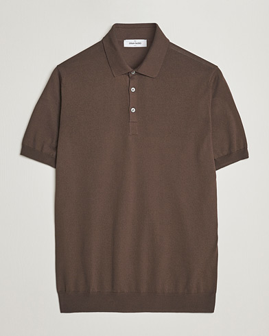 Men |  | Gran Sasso | Cotton Knitted Polo Dark Brown
