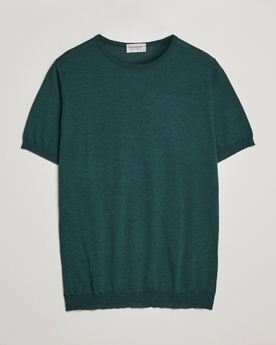 Men |  | John Smedley | Belden Wool/Cotton T-Shirt Bottle Green