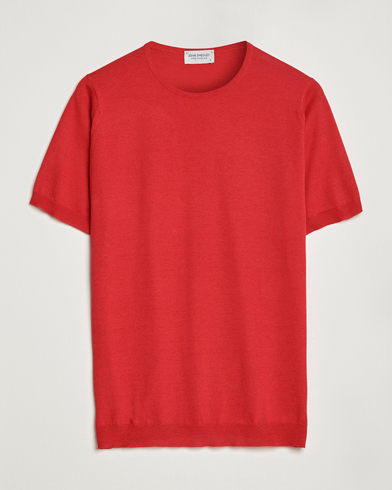Men |  | John Smedley | Belden Wool/Cotton T-Shirt Ruby