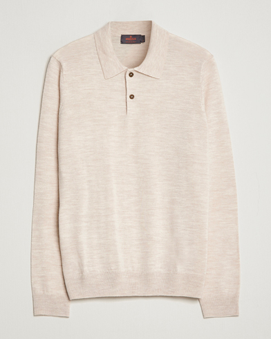 Men | Knitted Polo Shirts | Morris | Merino Knitted Polo Beige