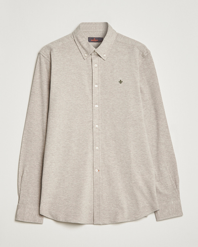 Men | Polo Shirts | Morris | Ivory Jersey Button Down Shirt Beige