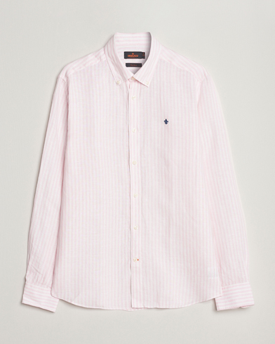 Men | Linen Shirts | Morris | Douglas Linen Button Down Striped Shirt Pink/White