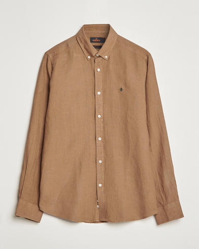 Men | Linen Shirts | Morris | Douglas Linen Button Down Shirt Khaki Brown