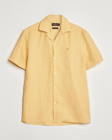 Men | Short Sleeve Shirts | Morris | Douglas Linen Short Sleeve Shirt Yellow