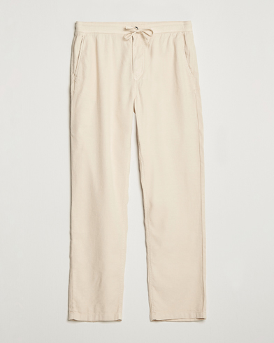 Men | Linen Trousers | Morris | Fenix Linen Drawstring Trousers Beige
