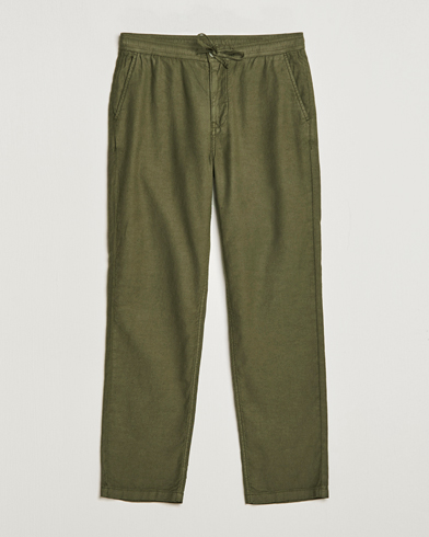 Men | Linen Trousers | Morris | Fenix Linen Drawstring Trousers Olive