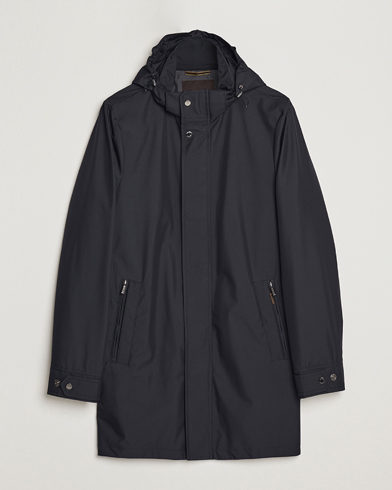 Men | Formal jackets | MooRER | Waterproof Hooded Coat Dark Blue