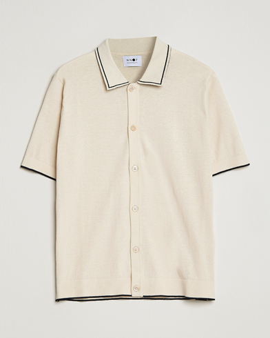 Men | Short Sleeve Shirts | NN07 | Nolan Knitted Short Sleeve Shirt Ecru