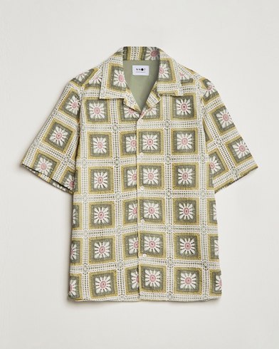 Men | Short Sleeve Shirts | NN07 | Julio Flower Short Sleeve Shirt Pale Green