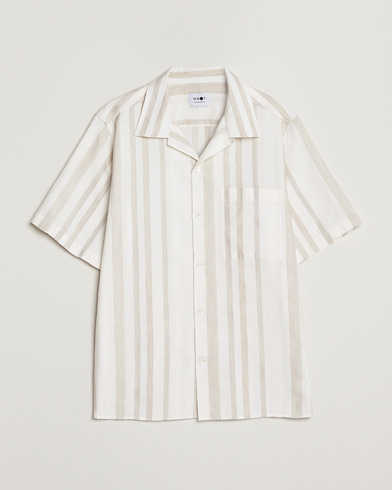 Men | Short Sleeve Shirts | NN07 | Julio Block Stripe Short Sleeve Shirt Khaki/White