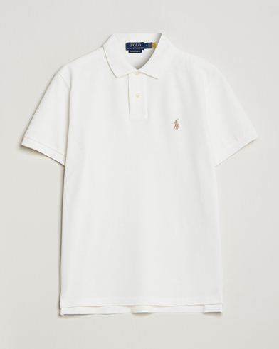 Men | Short Sleeve Polo Shirts | Polo Ralph Lauren | Custom Slim Fit Polo Deckwash White
