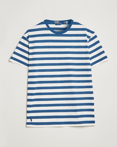 Men |  | Polo Ralph Lauren | Brushed Spa Jersey Striped Crew Neck T-Shirt White/Blue