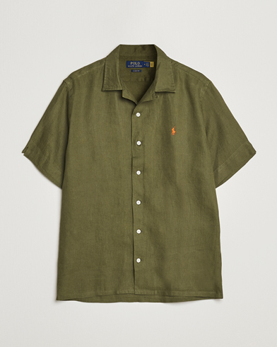 Men |  | Polo Ralph Lauren | Linen Camp Collar Short Sleeve Shirt Dark Sage
